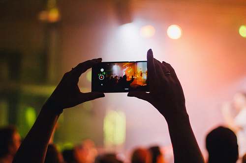 flora person holding smartphone while taking videos at live concert food
